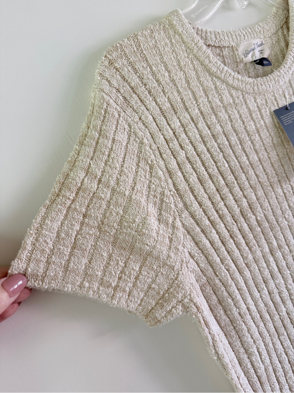 Universal Thread Cream Ribbed Short-Sleeve Mini Dress - Picture 4 of 7